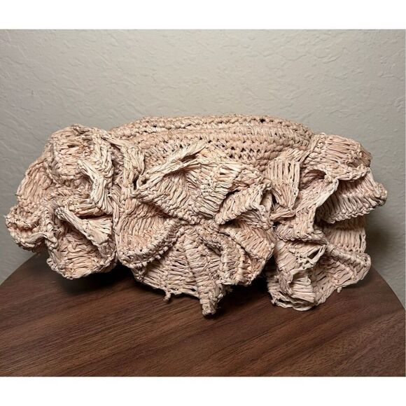 Jason Wu Rose Straw Frame Clutch Bag Tan Beige Natural Beach Coastal Raffia NWT - Picture 2 of 15